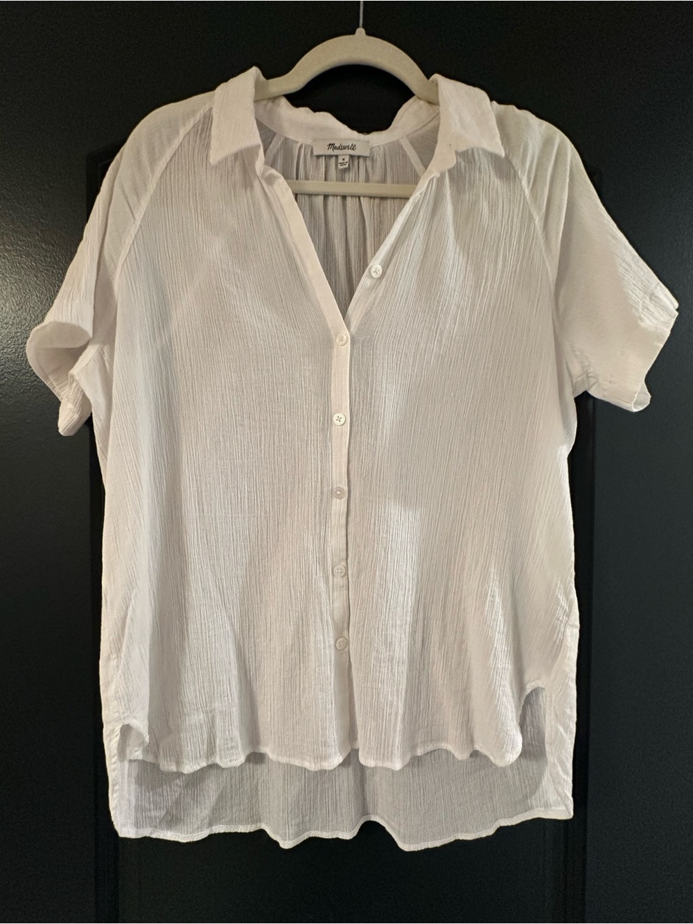 Madewell White Short-Sleeve Button-Front Gauze Shirt